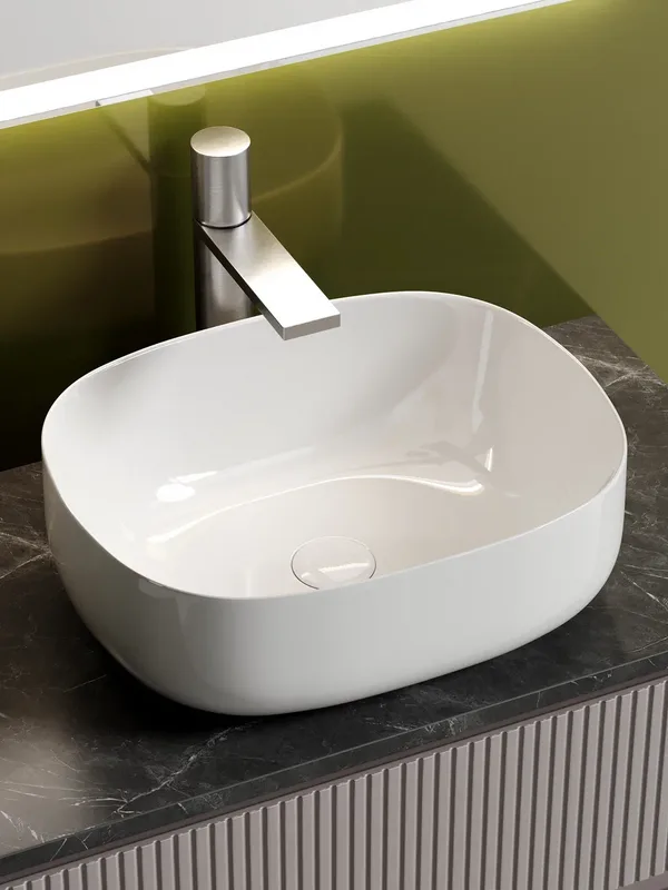Тумба с раковиной Sancos Snob T 80 см, doha soft, столешница черный мрамор, раковина CN6018 Sancos — официальный сайт
