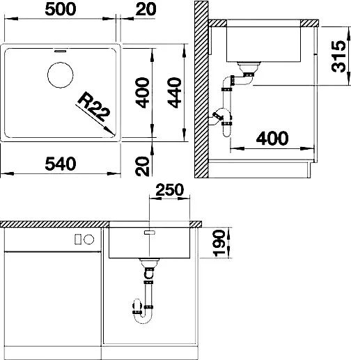 Мойка кухонная Blanco Andano 500-U Sancos — официальный сайт