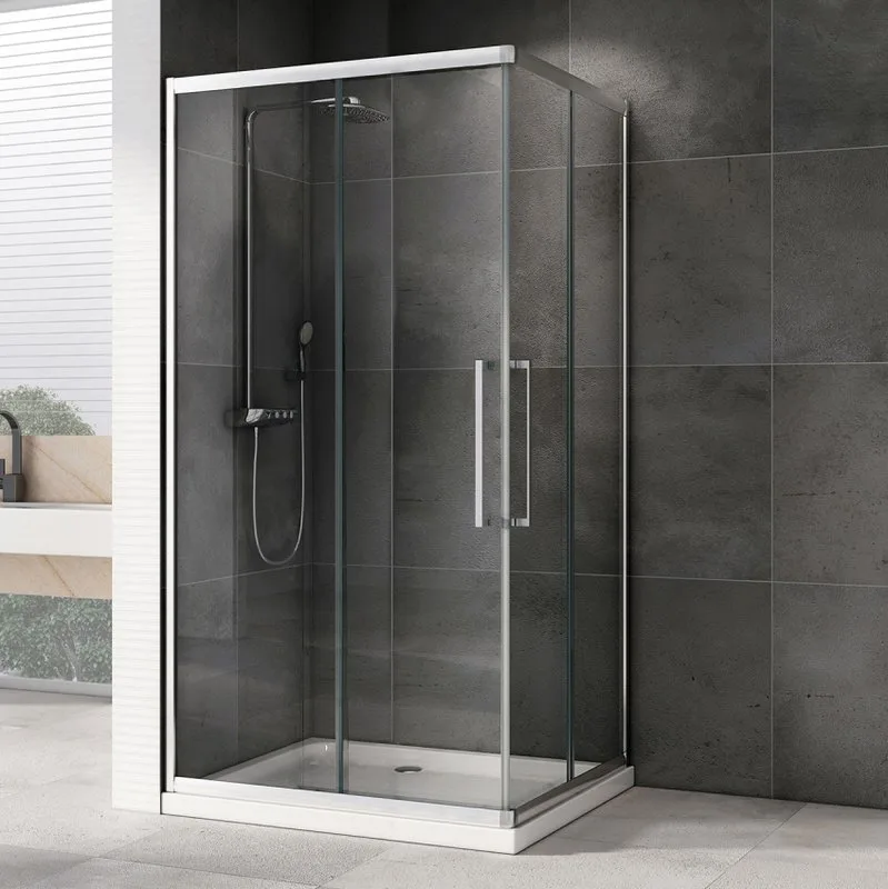 Душевой уголок Abber Schwarzer Diamant AG02128H 120x80, профиль хром, стекло прозрачное Sancos — официальный сайт