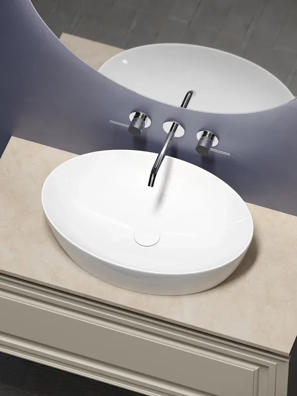 Тумба с раковиной Sancos Very 100 см, beige soft, столешница бежевая, раковина CN5018 Sancos — официальный сайт
