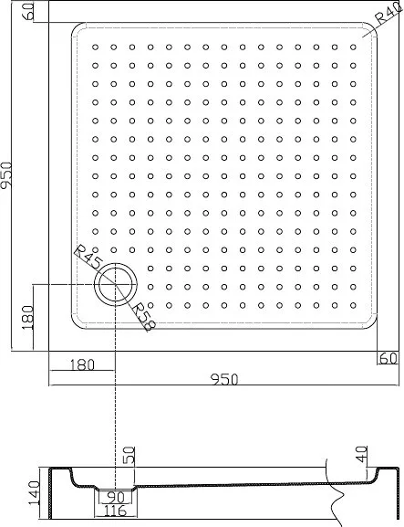 Поддон для душа Cezares Tray TRAY-A-A-95-15-W 95x95, с сифоном Sancos — официальный сайт