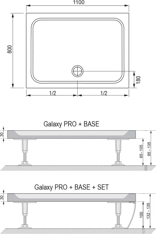 Поддон для душа Ravak Galaxy Pro Chrome Gigant Pro 110x80 с сифоном Sancos — официальный сайт