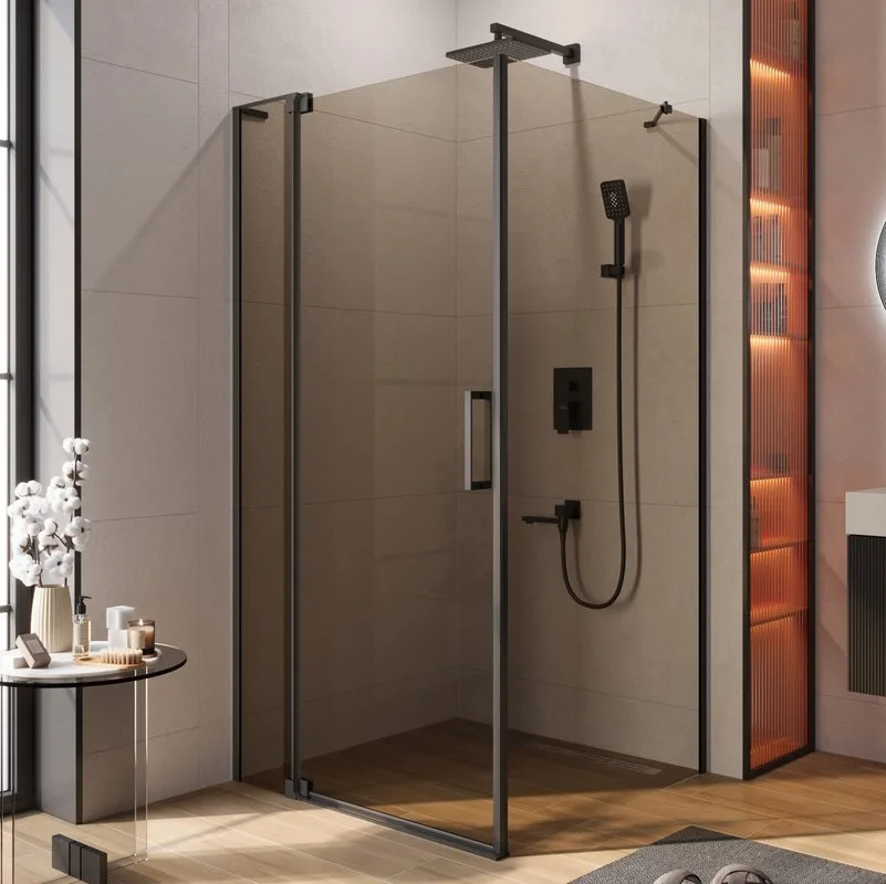 Душевой уголок Cezares Slider AH 1 100-90/100 BR Nero профиль черный, стекло бронза Sancos — официальный сайт