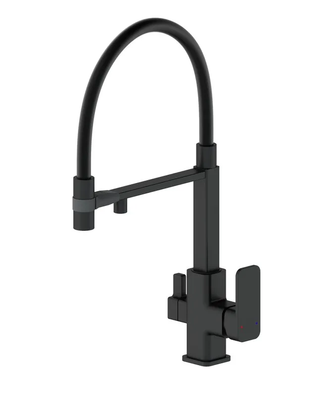 Смеситель для кухни Wonzon & Woghand WW-88458012-MB с гибким изливом, матовый черный Sancos — официальный сайт