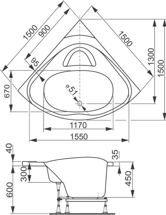 Акриловая ванна Vagnerplast Athena VPBA150ATH3E-04 без опоры 150x150 см, угловая, пристенная, белая Sancos — официальный сайт