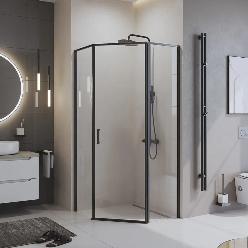 Душевой уголок BelBagno Uno 195 P 1 90 C Nero профиль черный, стекло прозрачное Sancos — официальный сайт