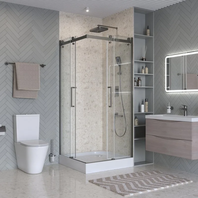 Душевой уголок BelBagno Marino 2 A-2-90-C-GM 90x90, профиль оружейная сталь, стекло прозрачное Sancos — официальный сайт