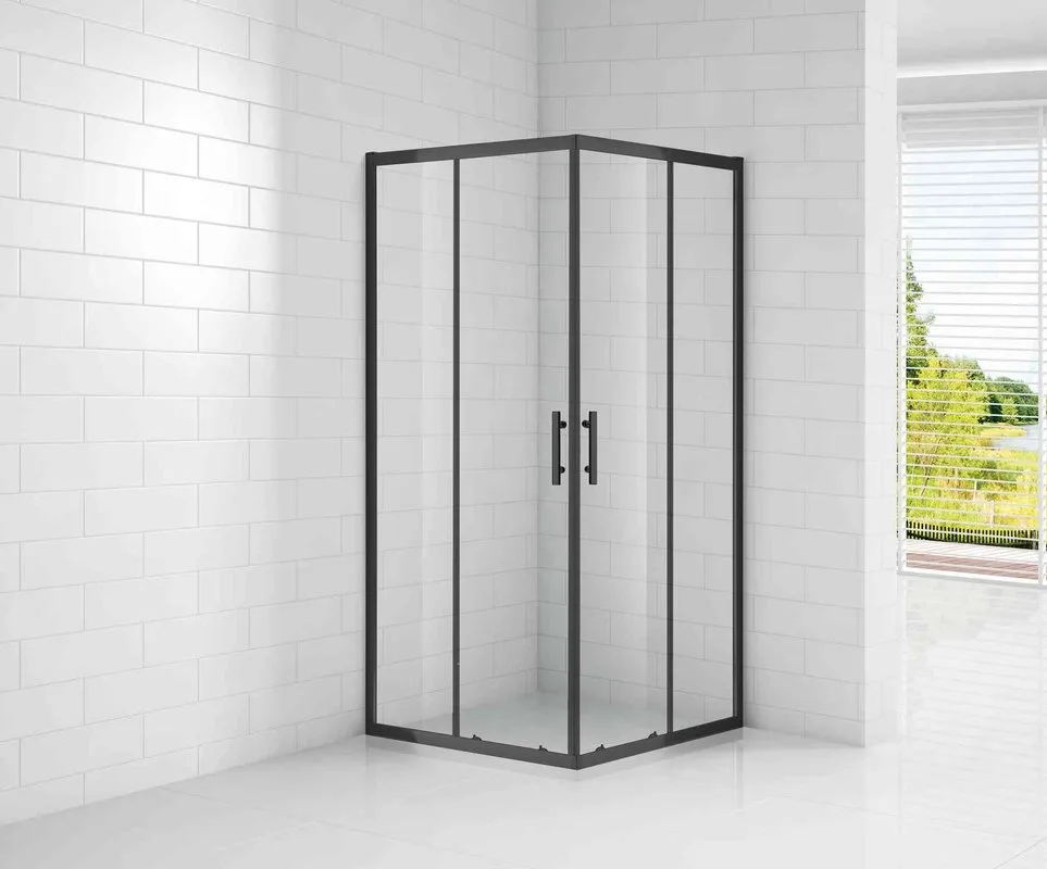 Душевой уголок Cezares Eco O-A-2 90x90, профиль матовый черный, стекло прозрачное Sancos — официальный сайт