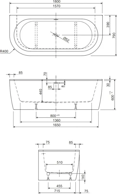 Акриловая ванна Cezares Slim SLIM WALL-180-80-60-W37-SET 180x80 см, пристенная, белая, овальная, с к Sancos — официальный сайт