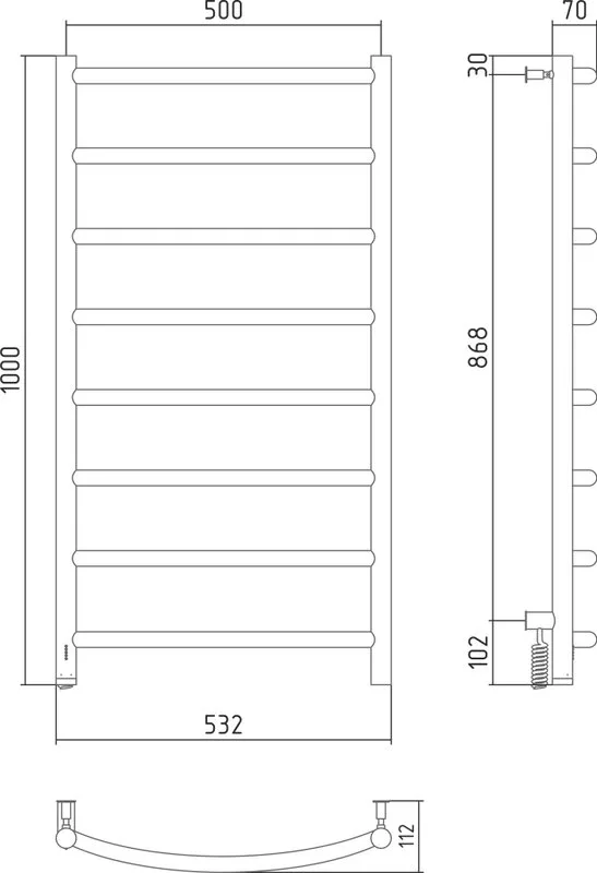 Полотенцесушитель электрический Сунержа Галант 4.0 100х50 хром, L Sancos — официальный сайт