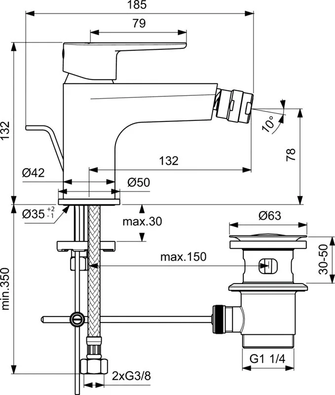 Смеситель для биде Ideal Standard Cerafine O BC705XG черный Sancos — официальный сайт