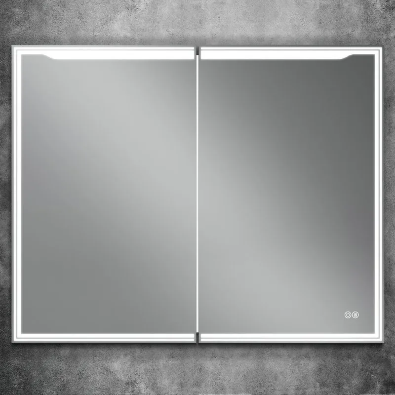 Зеркало-шкаф Art&Max Merano 100х80 белое, с LED-подсветкой, 6000К Sancos — официальный сайт