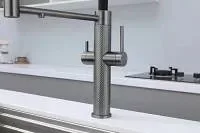 Смеситель для кухни Paulmark Nexus Diamond Nd613999-GM с гибким изливом,вороненая сталь Sancos — официальный сайт
