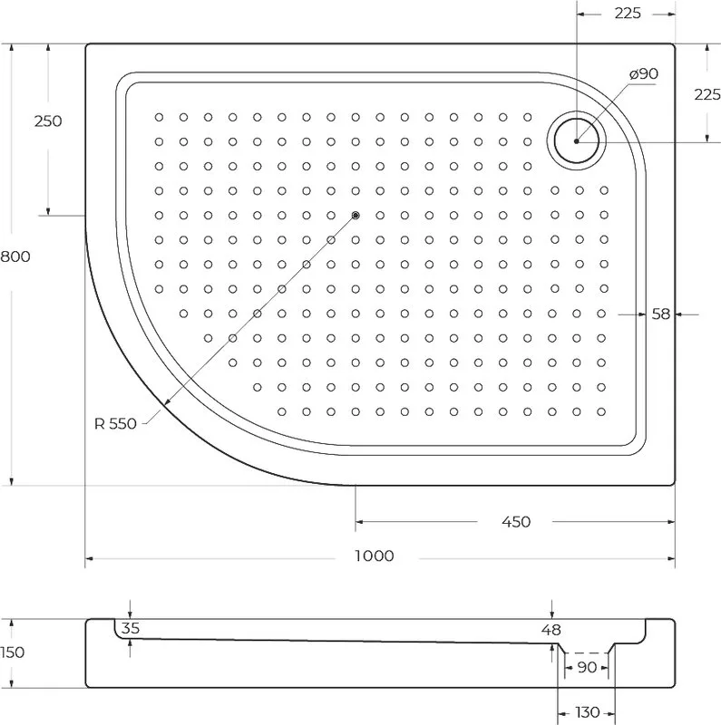 Поддон для душа BelBagno Tray R 100х80 R550 с сифоном Sancos — официальный сайт