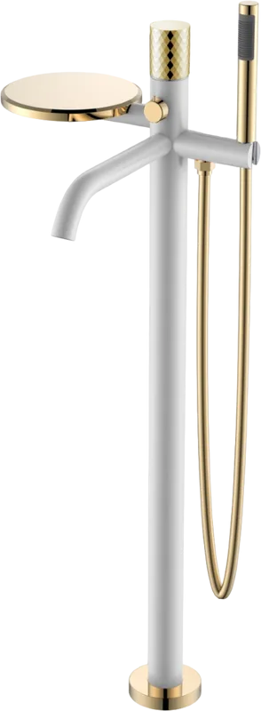Напольный смеситель для ванны с душем Boheme Stick 129-WG, white diamond gold Sancos — официальный сайт