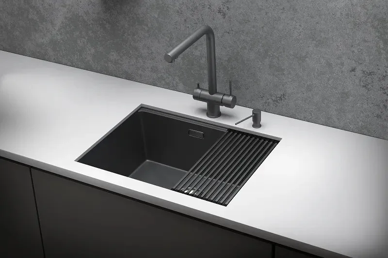 Мойка кухонная Granula Kitchen Space 6045U, графит матовый Sancos — официальный сайт