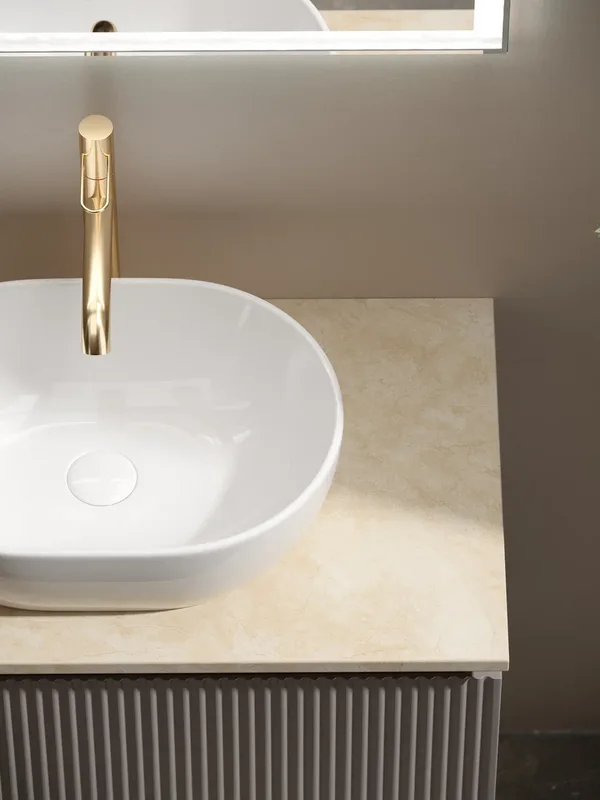 Тумба с раковиной Sancos Snob R 80 см, doha soft, столешница бежевая, раковина CN6019 Sancos — официальный сайт