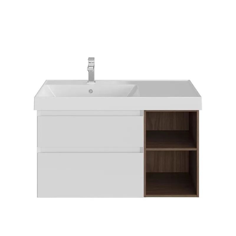 Тумба под раковину без столешницы KERAMA MARAZZI Cubo 90, левая подвесная, с ящиками и полкой, белая Sancos — официальный сайт