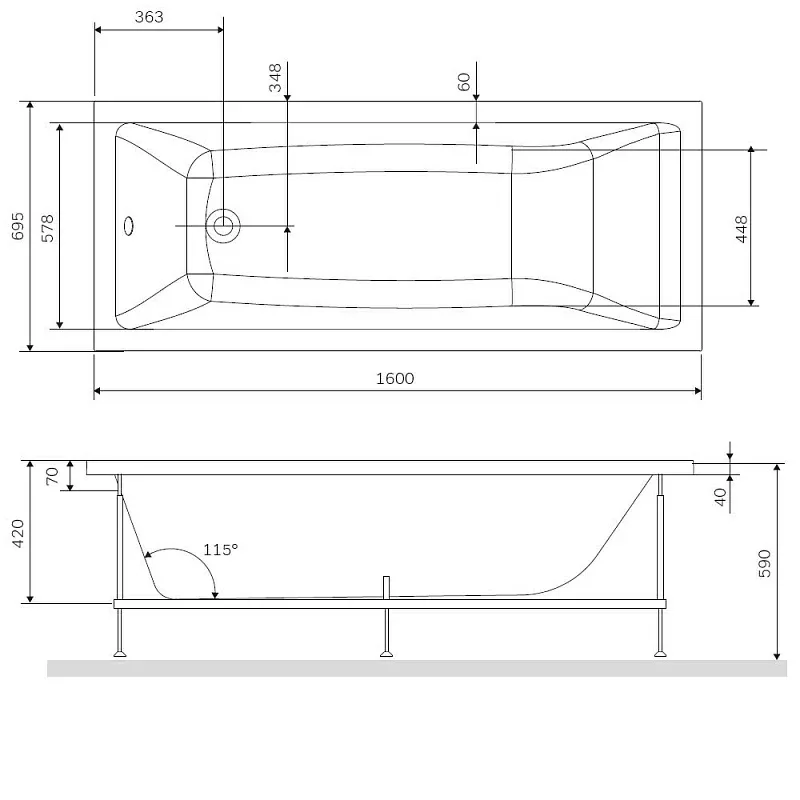 Каркас для ванны AM.PM Gem W93A-160-070W-R Sancos — официальный сайт