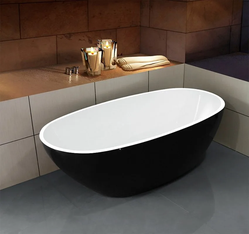 Акриловая ванна Esbano Sophia 170x85 см, отдельностоящая, глянцевая черная, овальная, со сливом-пере Sancos — официальный сайт