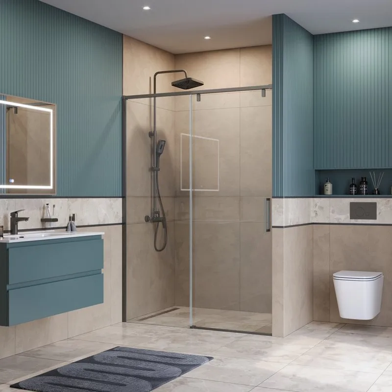 Душевая дверь в нишу BelBagno Soft Close-1 BF-1-130-C-GM профиль оружейная сталь Sancos — официальный сайт