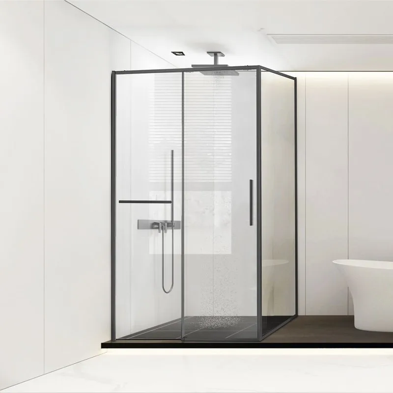 Душевой уголок Vincea Slim Soft VSR-1SS1012CLGM 120х100, профиль вороненая сталь, стекло прозрачное Sancos — официальный сайт