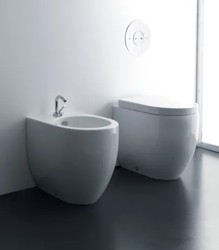 Биде напольное Kerasan Flo 312001 с креплениями Sancos — официальный сайт