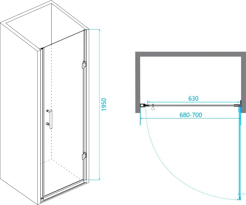 Душевая дверь в нишу RGW Passage PA-06B 41080607-14 70х195, профиль черный Sancos — официальный сайт