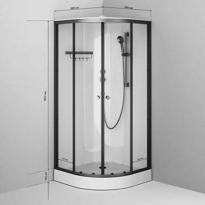 Душевая кабина AM.PM X-Joy W94C-401-090BT 90х90 см, низкий поддон, матовый черный Sancos — официальный сайт