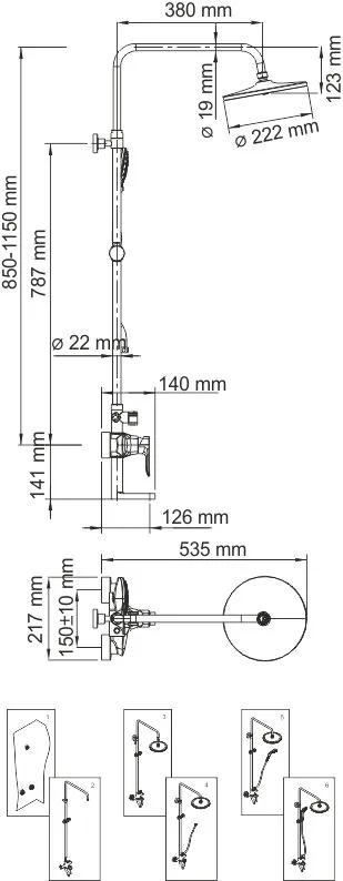 Душевая стойка Wasserkraft A16601, 85/120x53,5 см Sancos — официальный сайт