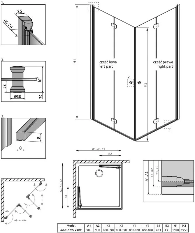 Душевой уголок Radaway EOS KDD B 90x90 Sancos — официальный сайт