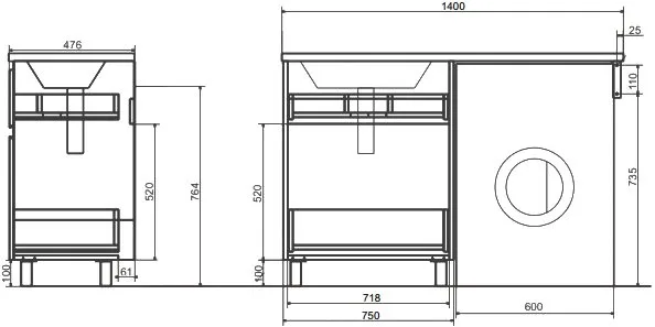 Тумба под раковину без столешницы Эстет Dallas Luxe 140 напольная, 2 ящика Sancos — официальный сайт