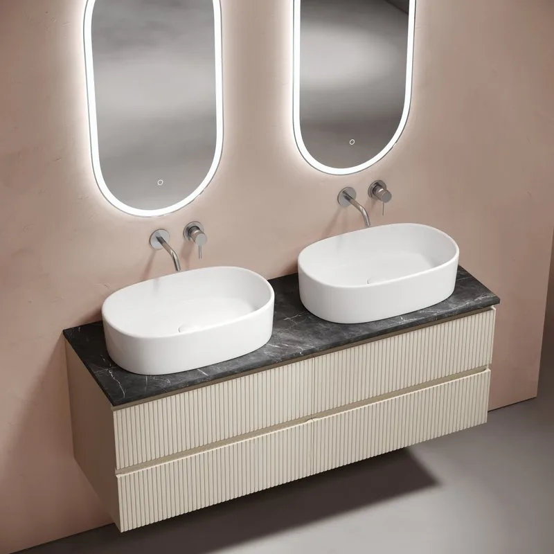 Тумба с раковиной Sancos Snob T 140 beige soft, столешница черный мрамор TT140A1, раковина CN6075 Sancos — официальный сайт