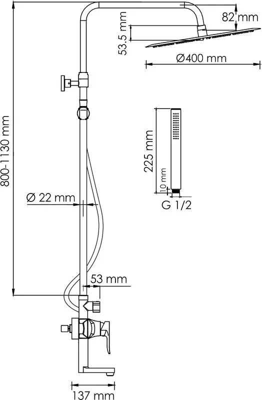 Душевая стойка Wasserkraft Aller A166.117.137.087.CH, хром Sancos — официальный сайт