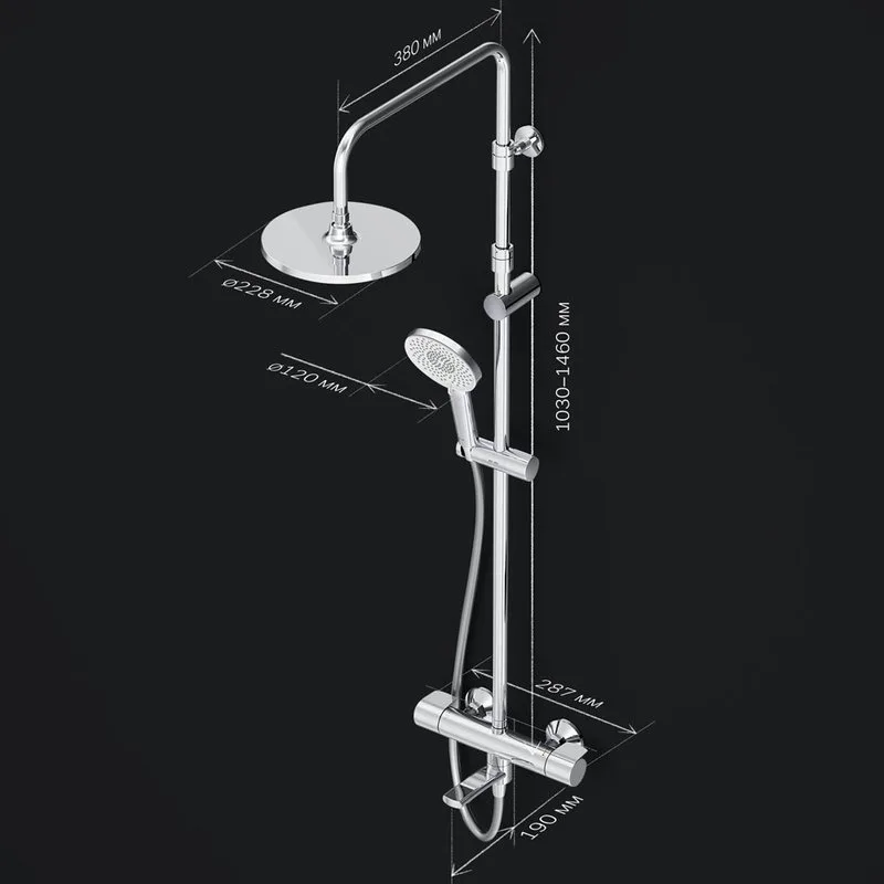 Душевая стойка AM.PM X-Joy F0785A500, хром, с термостатом Sancos — официальный сайт
