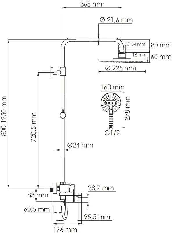 Душевая стойка Wasserkraft Mindel 8500 A185.067.059.WM, белая Sancos — официальный сайт
