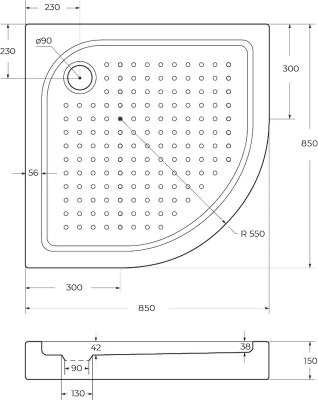 Поддон для душа BelBagno Tray 85х85 R550 с сифоном Sancos — официальный сайт