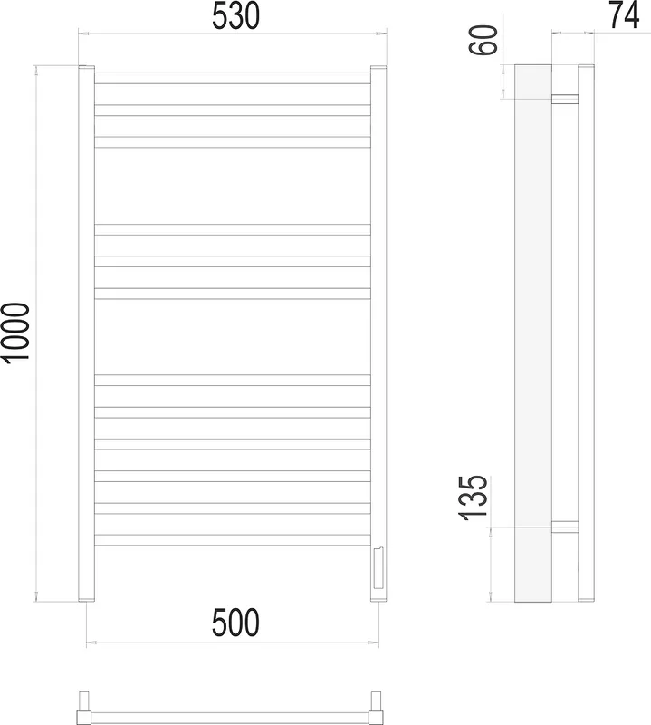 Полотенцесушитель электрический Terminus Ватикан П12 50x100, sensor quick touch Sancos — официальный сайт