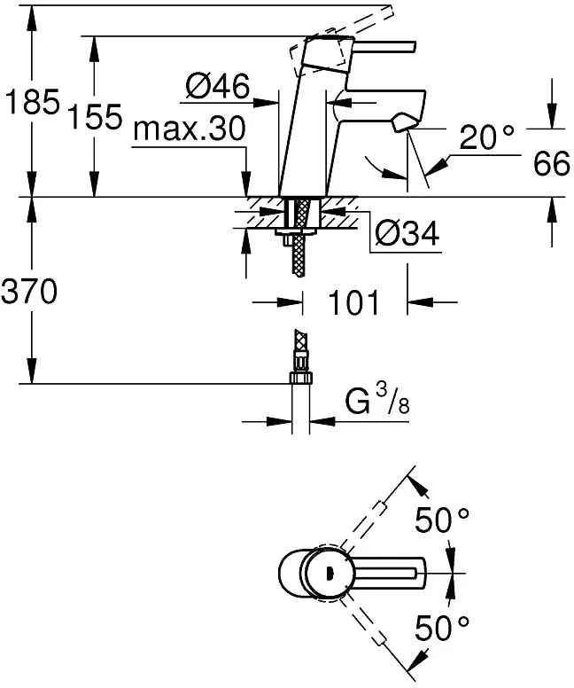Смеситель для раковины Grohe 3224010E хром Sancos — официальный сайт