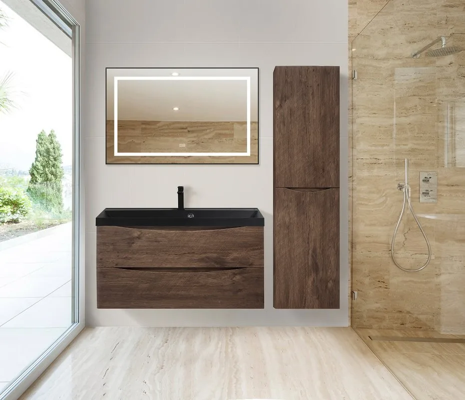 Зеркало BelBagno Kraft SPC-KRAFT-985-685-TCH-WARM-NERO черное, с подогревом Sancos — официальный сайт