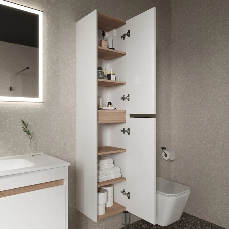 Шкаф-пенал для ванной Sancos Smart 35 см белый глянец Sancos — официальный сайт