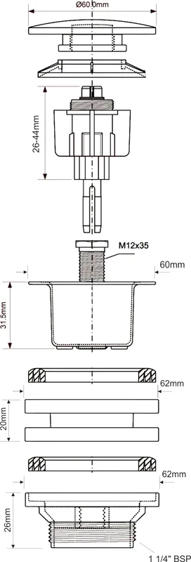Донный клапан для раковины McAlpine CWP60-SSP-PB Sancos — официальный сайт