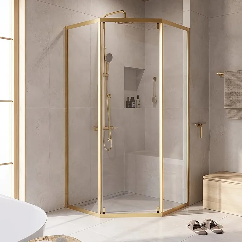 Душевой уголок Cezares Relax RELAX-304-P-1-100-C-CR 100x100, профиль брашированное золото Sancos — официальный сайт