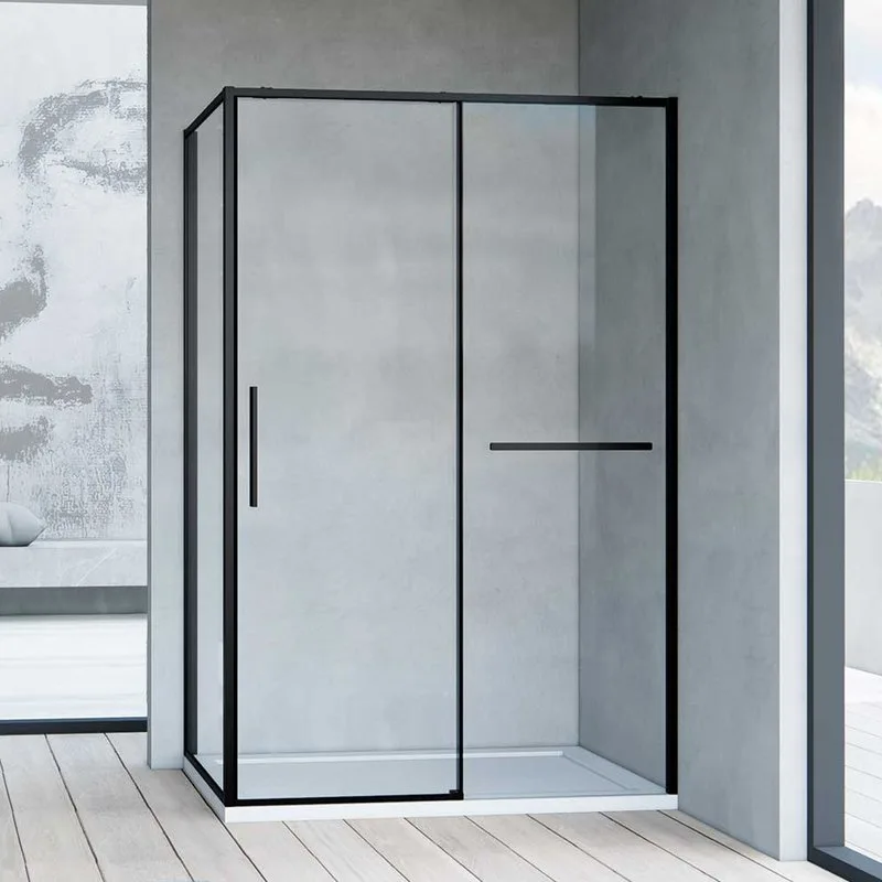 Душевой уголок Vincea Slim Soft VSR-1SS1011CLB 110x100, профиль черный, стекло прозрачное Sancos — официальный сайт
