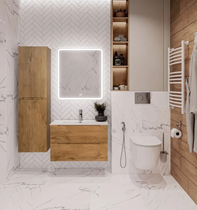 Шкаф-пенал для ванной BelBagno Etna 40 L rovere  nature Sancos — официальный сайт