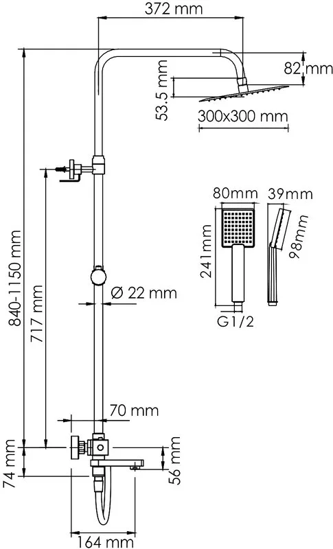 Душевая стойка Wasserkraft Aller A199.118.141.087.CH Thermo, с термостатом, хром Sancos — официальный сайт