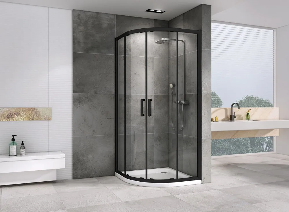 Душевой уголок Abber Schwarzer Diamant AG01080B 80x80, профиль черный, стекло прозрачное Sancos — официальный сайт