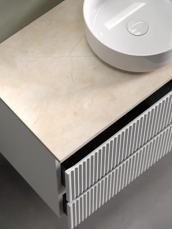 Тумба с раковиной Sancos Snob R 100 см, bianco, столешница бежевая, раковина CN5001 Sancos — официальный сайт