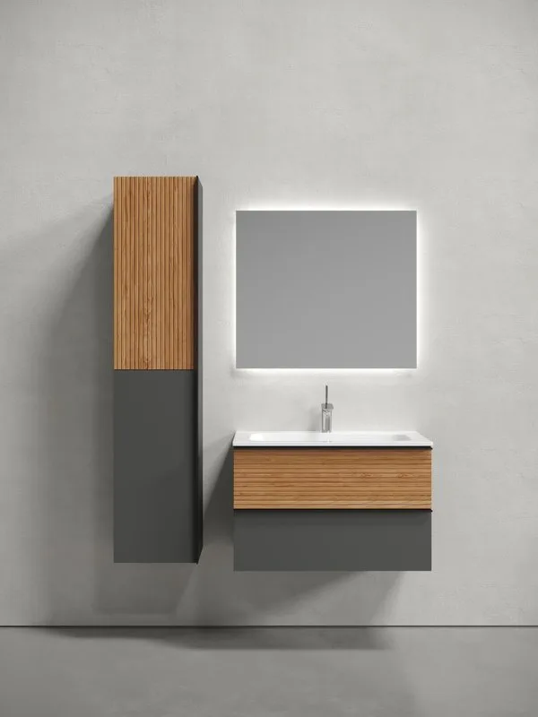 Тумба под раковину Sancos Delta 80 подвесная дуб красный/графит, DL80GR Sancos — официальный сайт