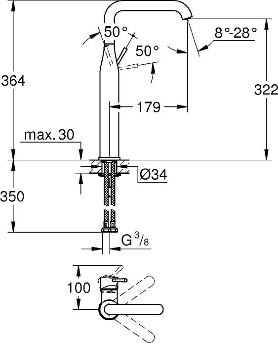 Смеситель для раковины Grohe Essence New 32901001 Sancos — официальный сайт